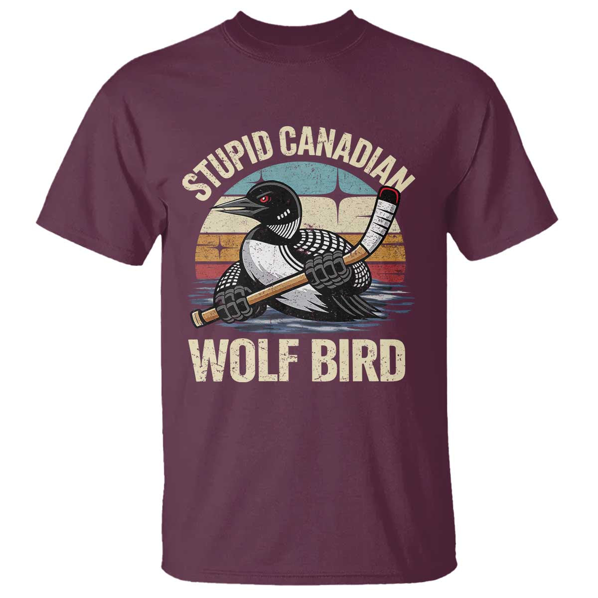 Stupid Canadian Wolf Bird T Shirt Retro Romance Hockey LGBT Book Movie Fans Gift