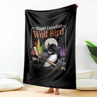 Stupid Canadian Wolf Bird Throw Blanket Retro Romance Hockey LGBT Book Movie Fans