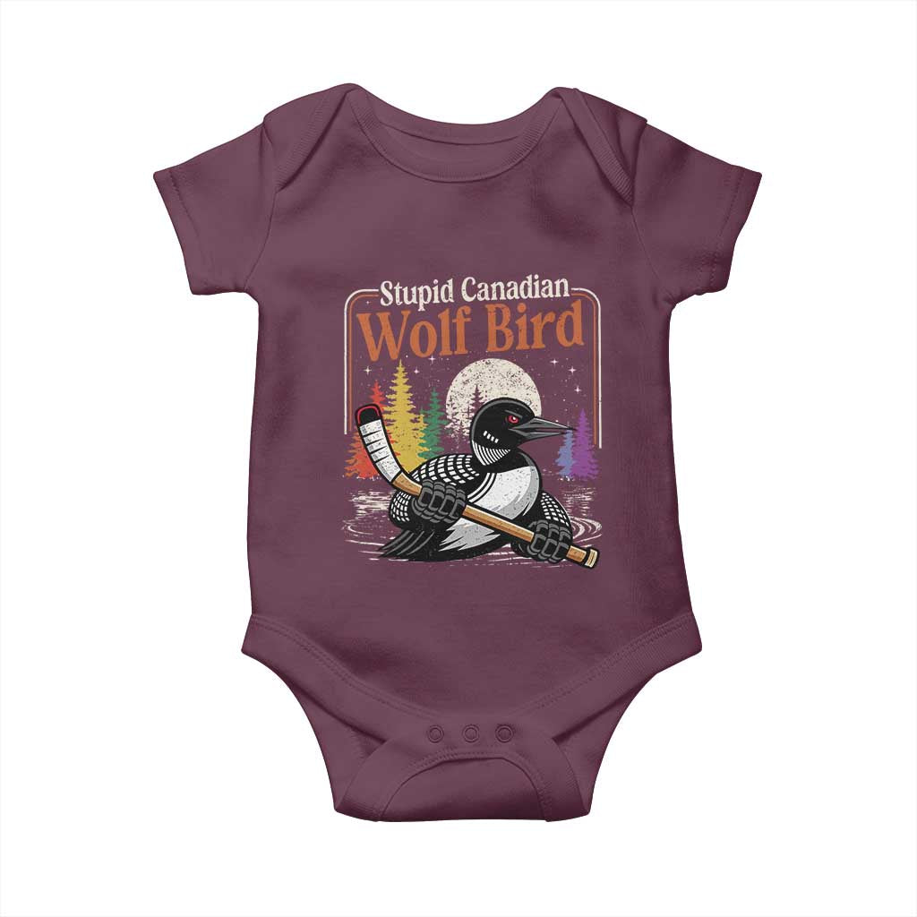 Stupid Canadian Wolf Bird Baby Onesie Retro Romance Hockey LGBT Book Movie Fans