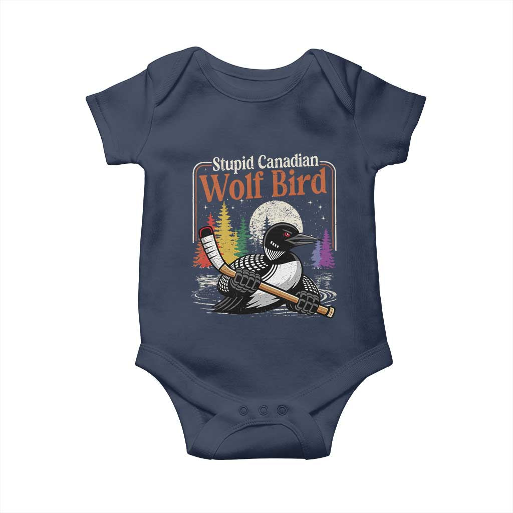 Stupid Canadian Wolf Bird Baby Onesie Retro Romance Hockey LGBT Book Movie Fans