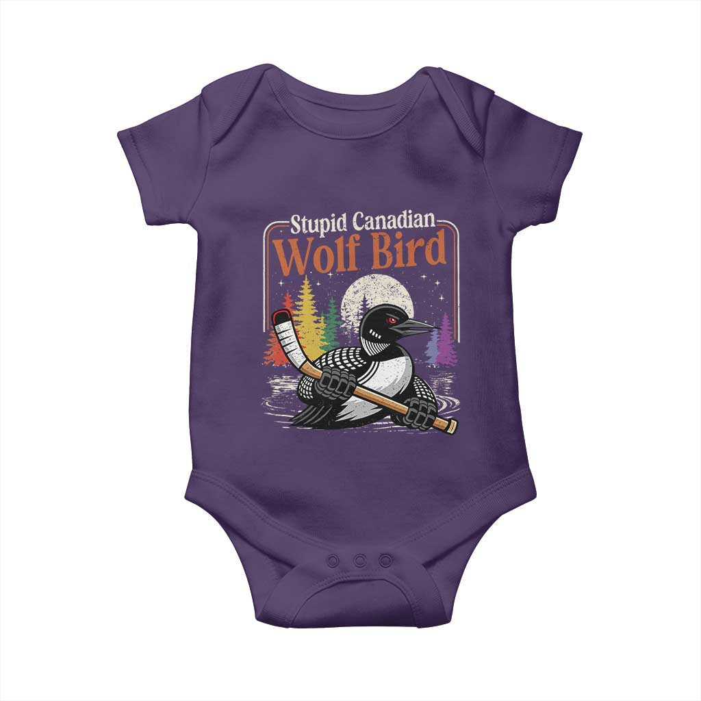 Stupid Canadian Wolf Bird Baby Onesie Retro Romance Hockey LGBT Book Movie Fans