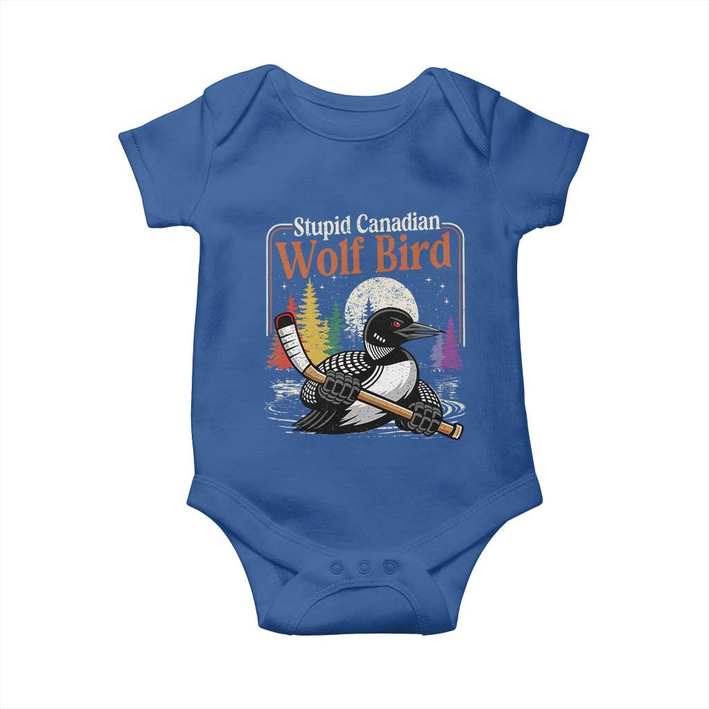 Stupid Canadian Wolf Bird Baby Onesie Retro Romance Hockey LGBT Book Movie Fans