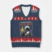 Stupid Canadian Wolf Bird V-Neck Knit Sweater Vest Retro Romance Hockey LGBT Book Movie Fans
