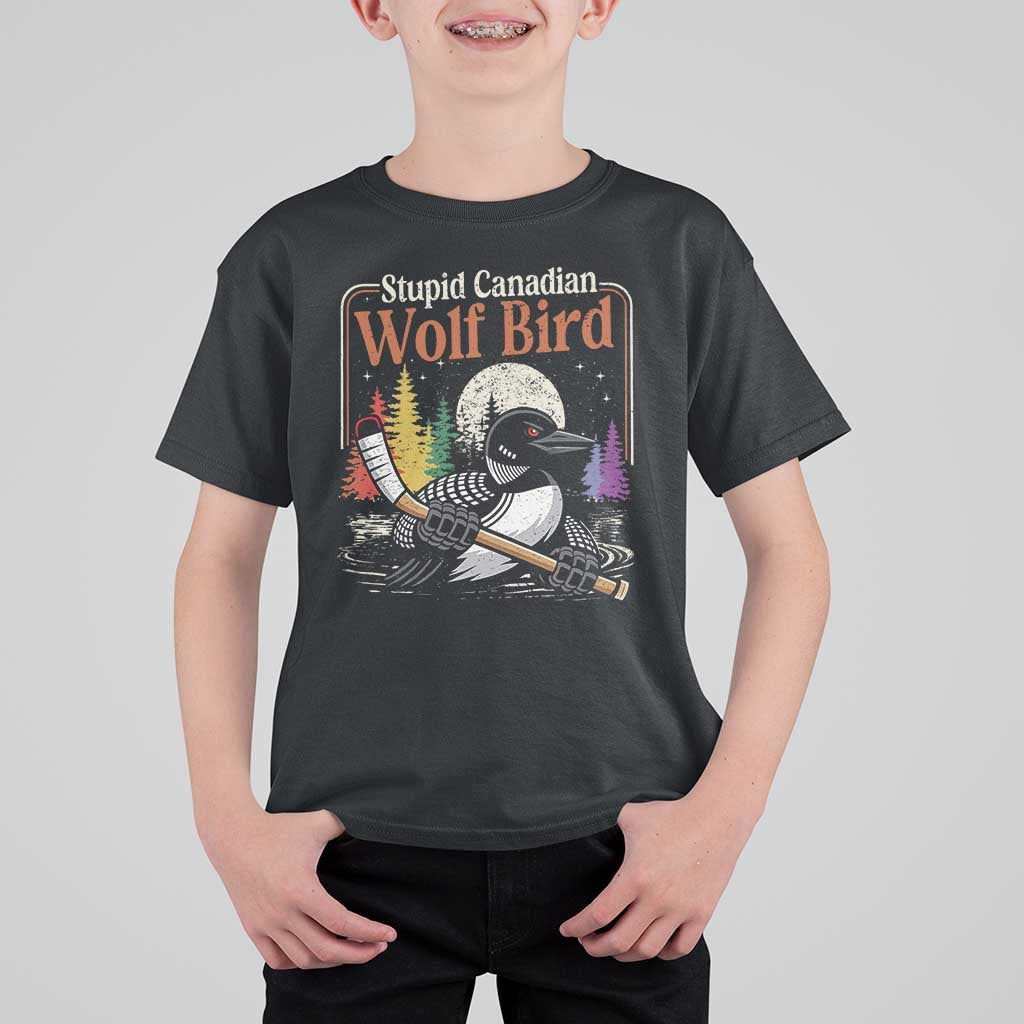 Stupid Canadian Wolf Bird T Shirt For Kid Retro Romance Hockey LGBT Book Movie Fans