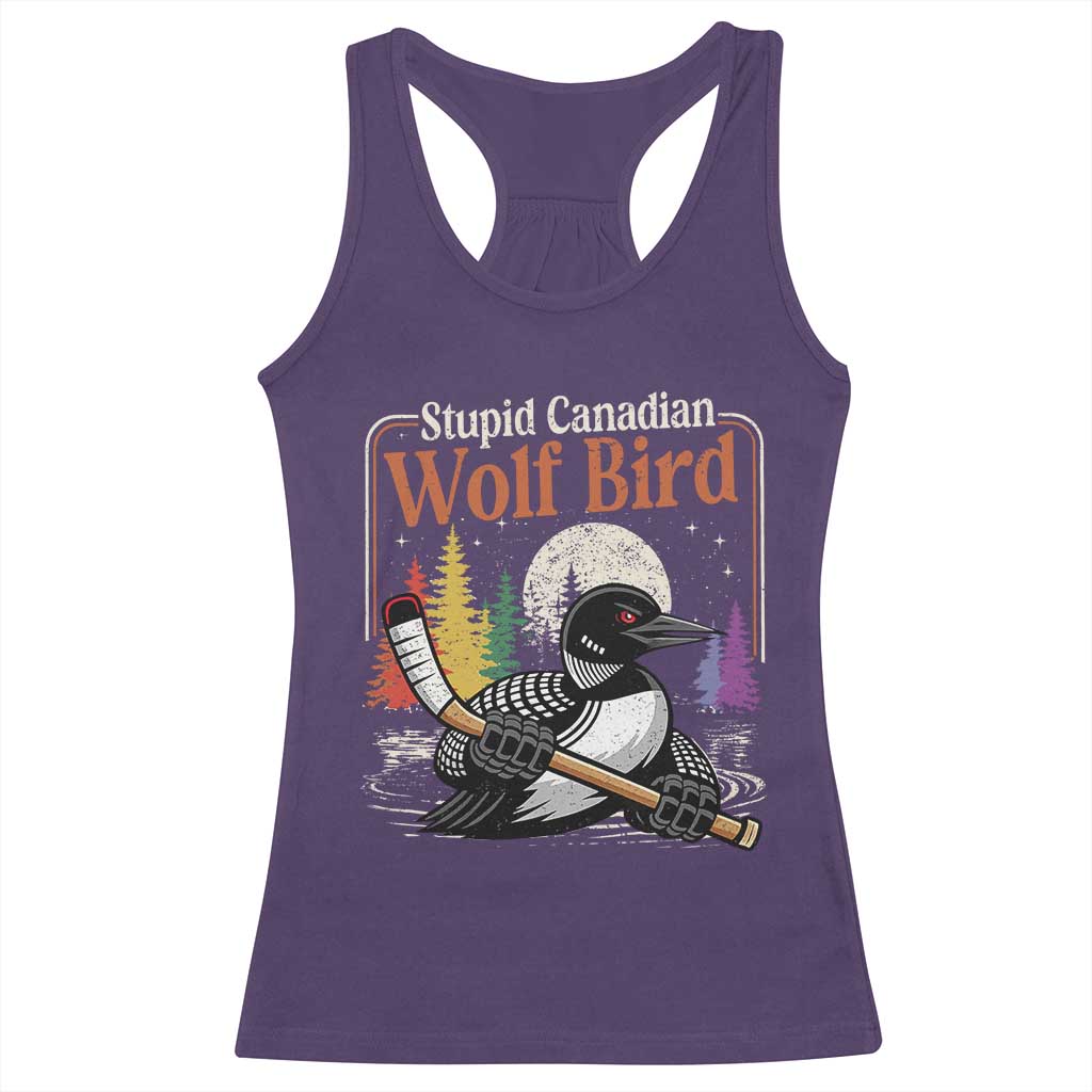 Stupid Canadian Wolf Bird Racerback Tank Top Retro Romance Hockey LGBT Book Movie Fans