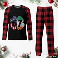 Six Seven 6 7 St Patricks Day Plaid Pajama Set 67 Meme Irish American Ireland Flag Lucky Shamrocks