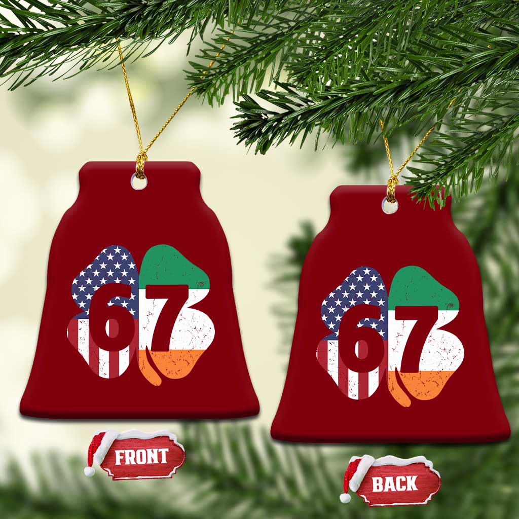 Six Seven 6 7 St Patricks Day Ceramic Ornament 67 Meme Irish American Ireland Flag Lucky Shamrocks