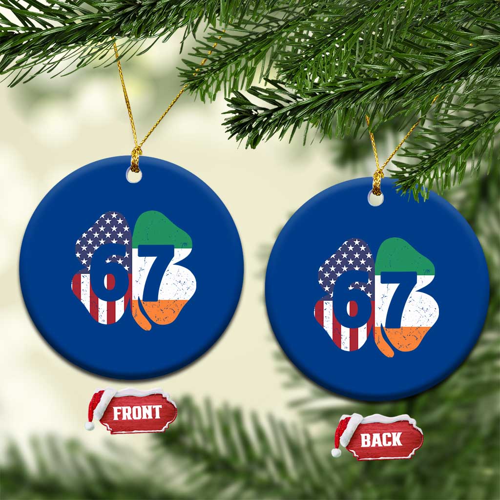 Six Seven 6 7 St Patricks Day Ceramic Ornament 67 Meme Irish American Ireland Flag Lucky Shamrocks