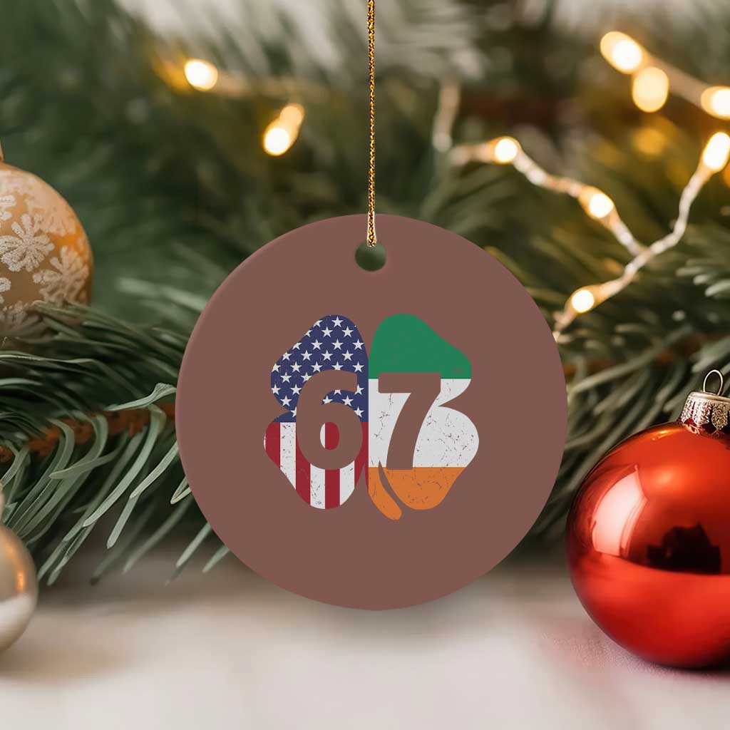 Six Seven 6 7 St Patricks Day Ceramic Ornament 67 Meme Irish American Ireland Flag Lucky Shamrocks