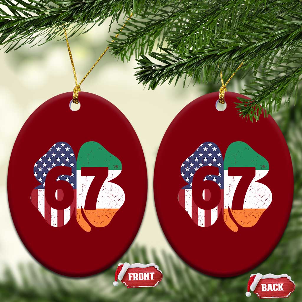 Six Seven 6 7 St Patricks Day Ceramic Ornament 67 Meme Irish American Ireland Flag Lucky Shamrocks