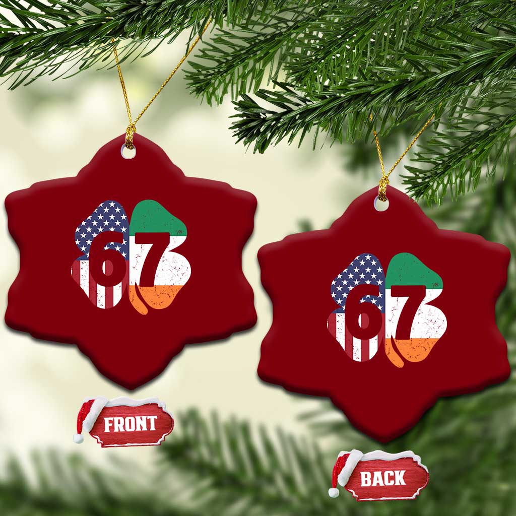 Six Seven 6 7 St Patricks Day Ceramic Ornament 67 Meme Irish American Ireland Flag Lucky Shamrocks