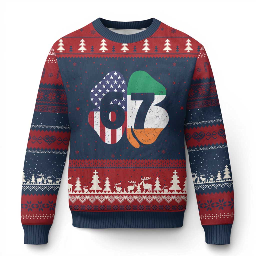 Six Seven 6 7 St Patricks Day Ugly Christmas Sweater 67 Meme Irish American Ireland Flag Lucky Shamrocks
