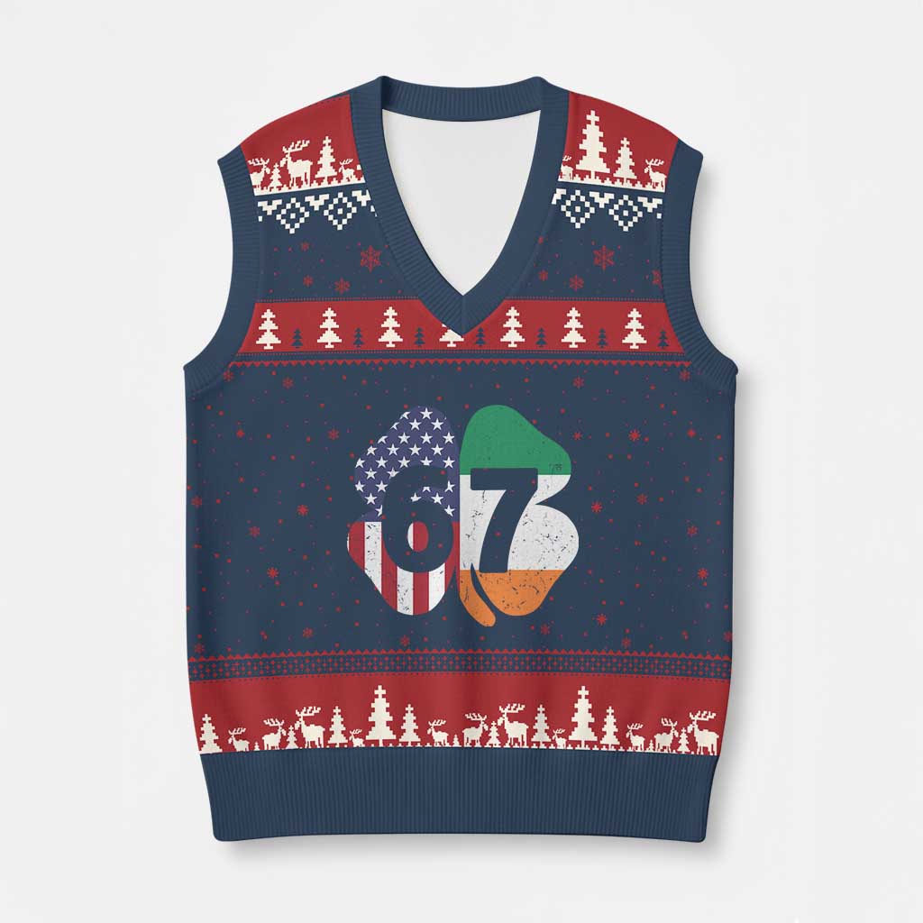 Six Seven 6 7 St Patricks Day V-Neck Knit Sweater Vest 67 Meme Irish American Ireland Flag Lucky Shamrocks