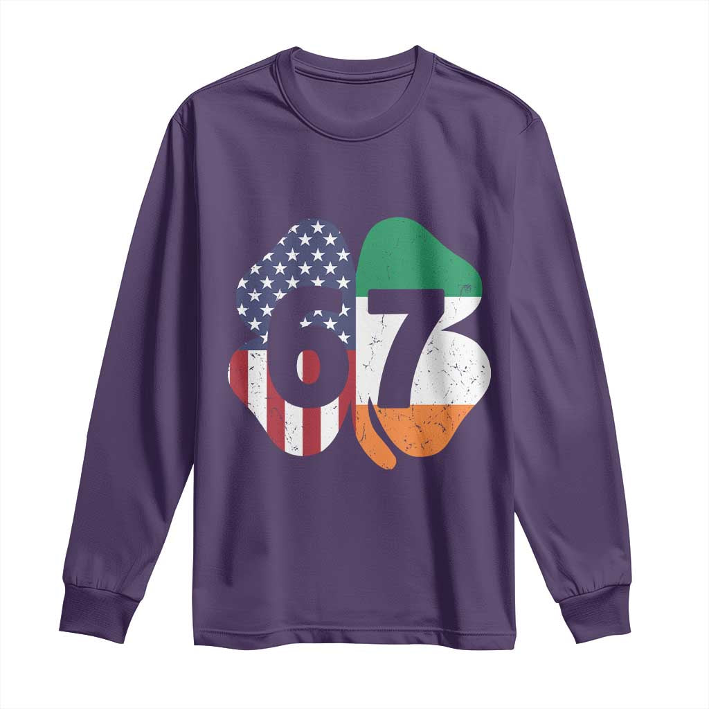 Six Seven 6 7 St Patricks Day Long Sleeve Shirt 67 Meme Irish American Ireland Flag Lucky Shamrocks