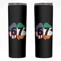 Six Seven 6 7 St Patricks Day Skinny Tumbler 67 Meme Irish American Ireland Flag Lucky Shamrocks