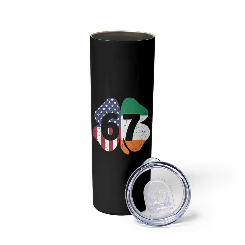 Six Seven 6 7 St Patricks Day Skinny Tumbler 67 Meme Irish American Ireland Flag Lucky Shamrocks