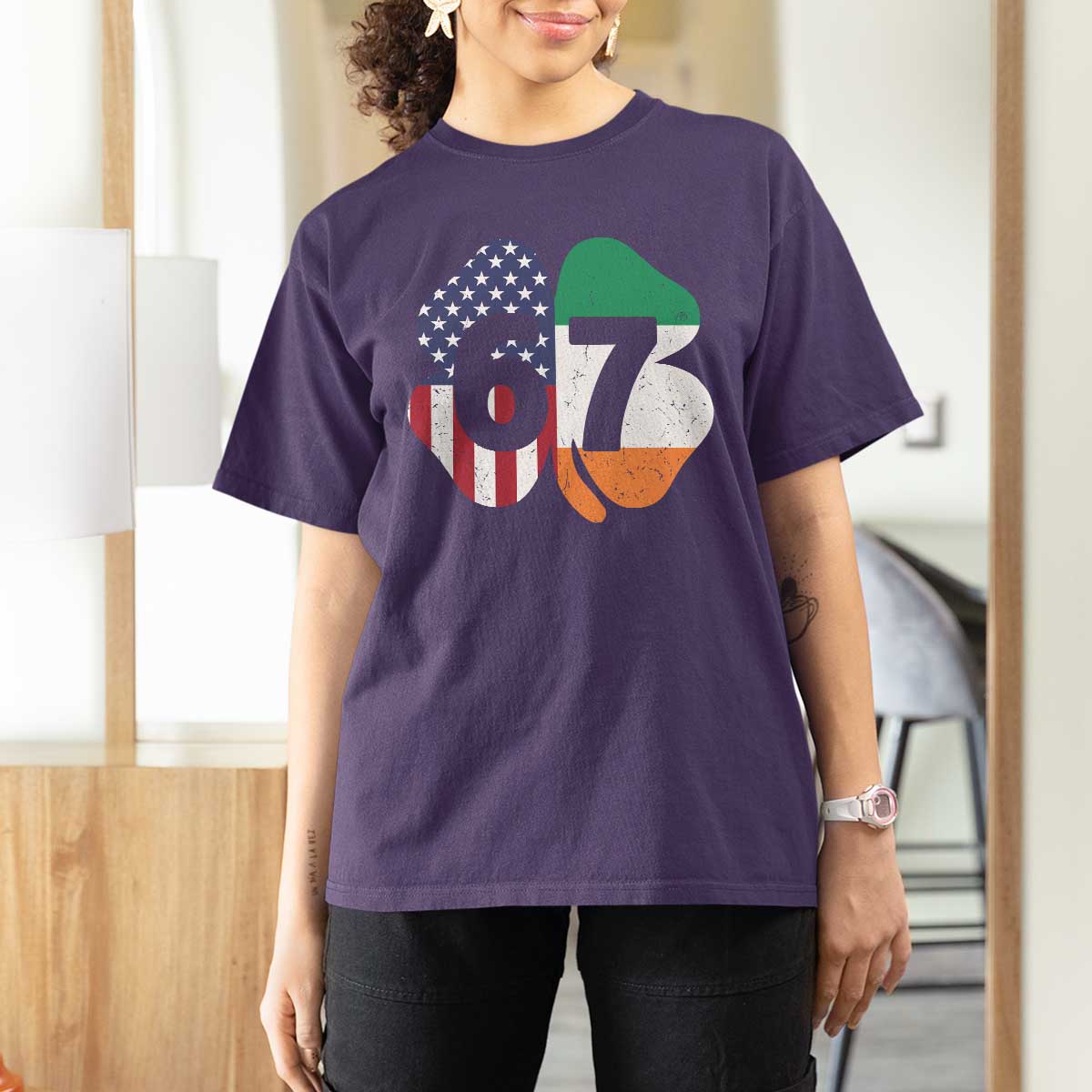 Six Seven 6 7 St Patricks Day T Shirt For Women 67 Meme Irish American Ireland Flag Lucky Shamrocks