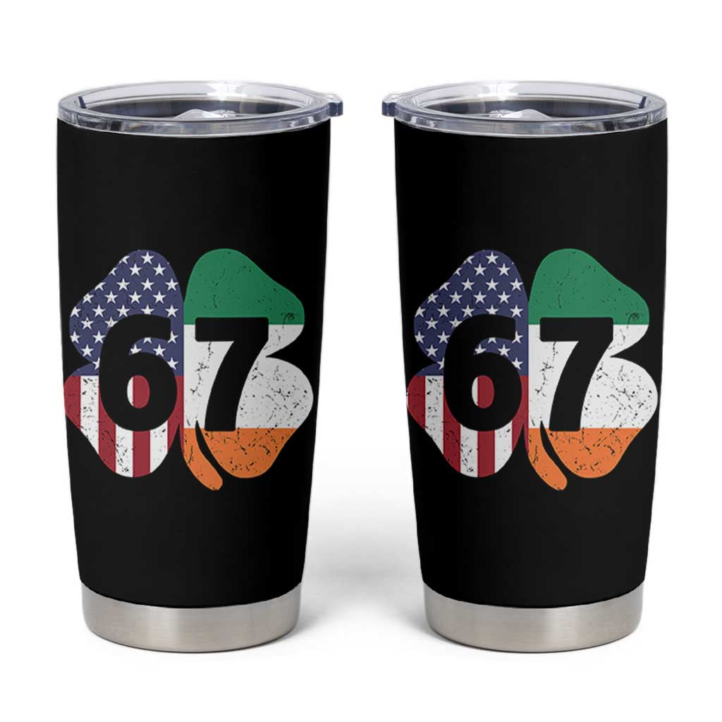 Six Seven 6 7 St Patricks Day Tumbler Cup 67 Meme Irish American Ireland Flag Lucky Shamrocks