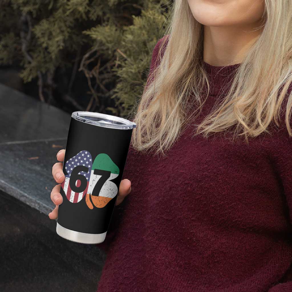 Six Seven 6 7 St Patricks Day Tumbler Cup 67 Meme Irish American Ireland Flag Lucky Shamrocks