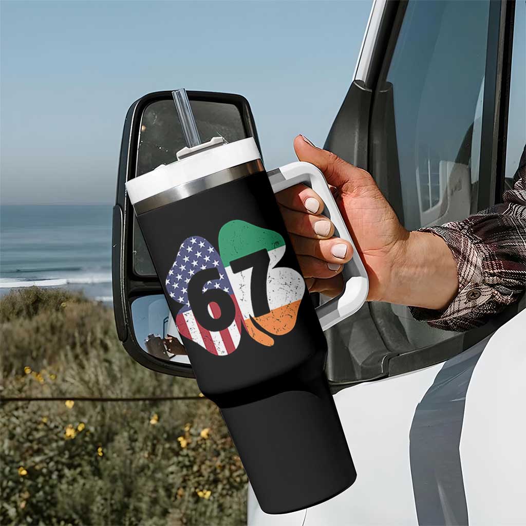 Six Seven 6 7 St Patricks Day Tumbler With Handle 67 Meme Irish American Ireland Flag Lucky Shamrocks