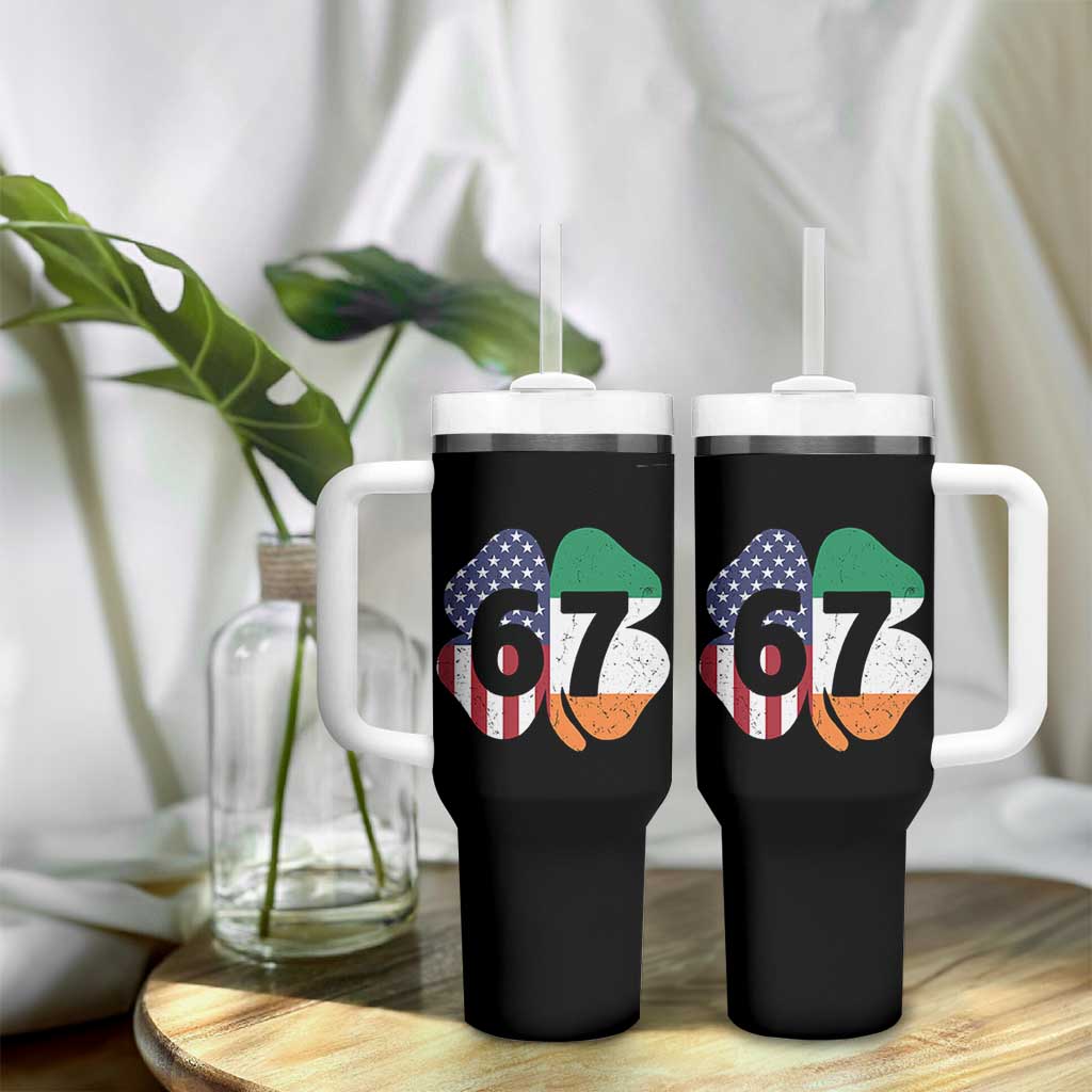 Six Seven 6 7 St Patricks Day Tumbler With Handle 67 Meme Irish American Ireland Flag Lucky Shamrocks