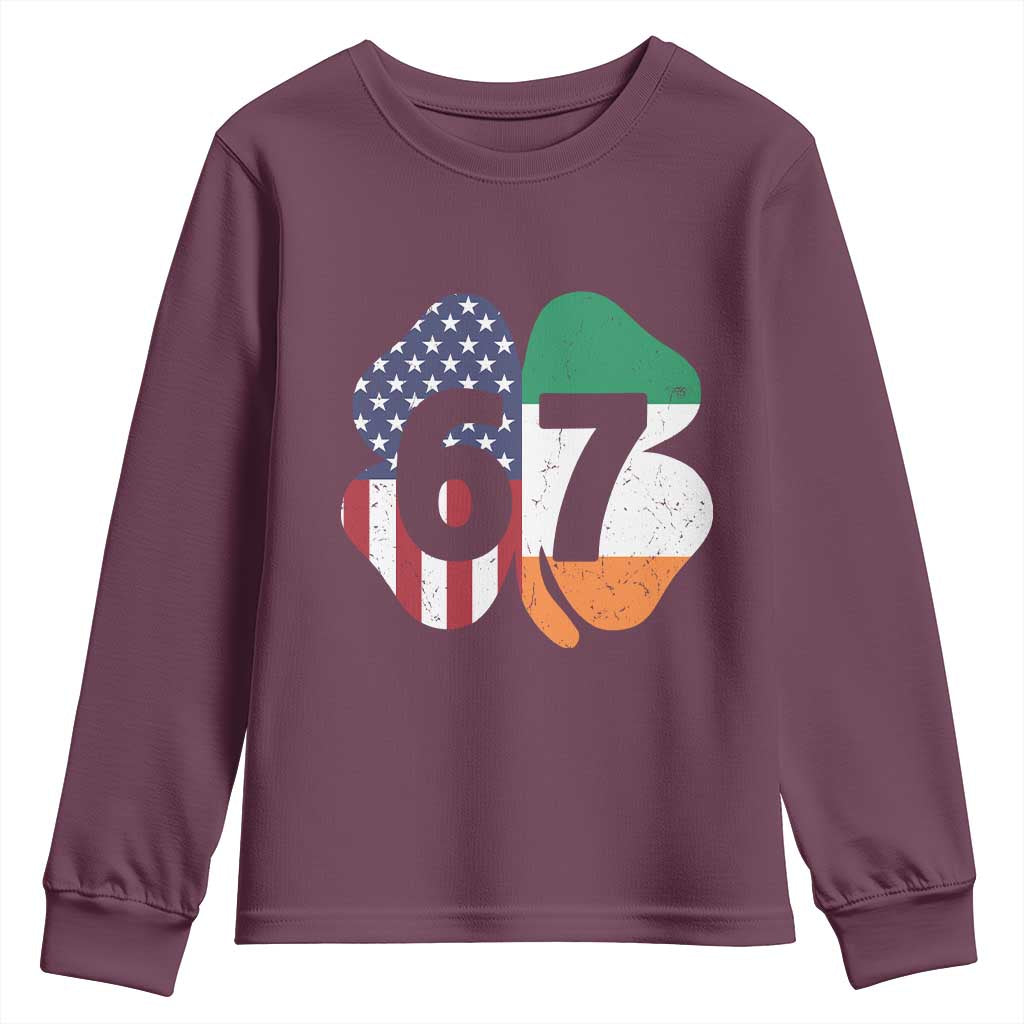 Six Seven 6 7 St Patricks Day Youth Sweatshirt 67 Meme Irish American Ireland Flag Lucky Shamrocks