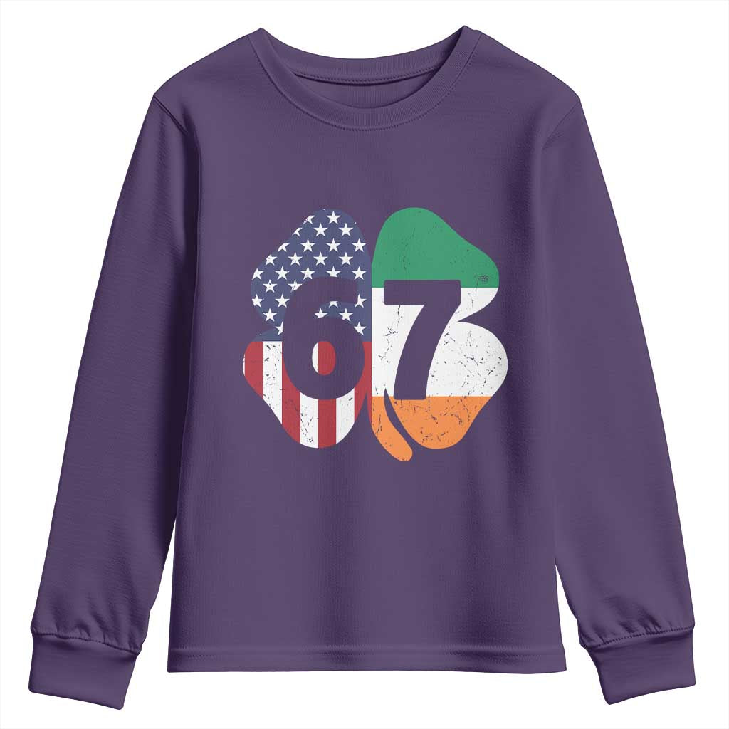 Six Seven 6 7 St Patricks Day Youth Sweatshirt 67 Meme Irish American Ireland Flag Lucky Shamrocks