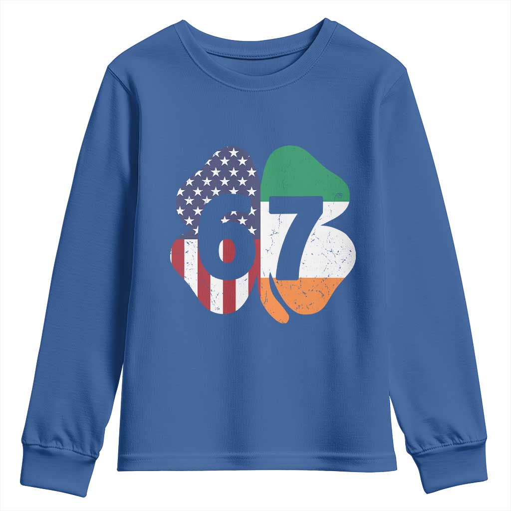 Six Seven 6 7 St Patricks Day Youth Sweatshirt 67 Meme Irish American Ireland Flag Lucky Shamrocks