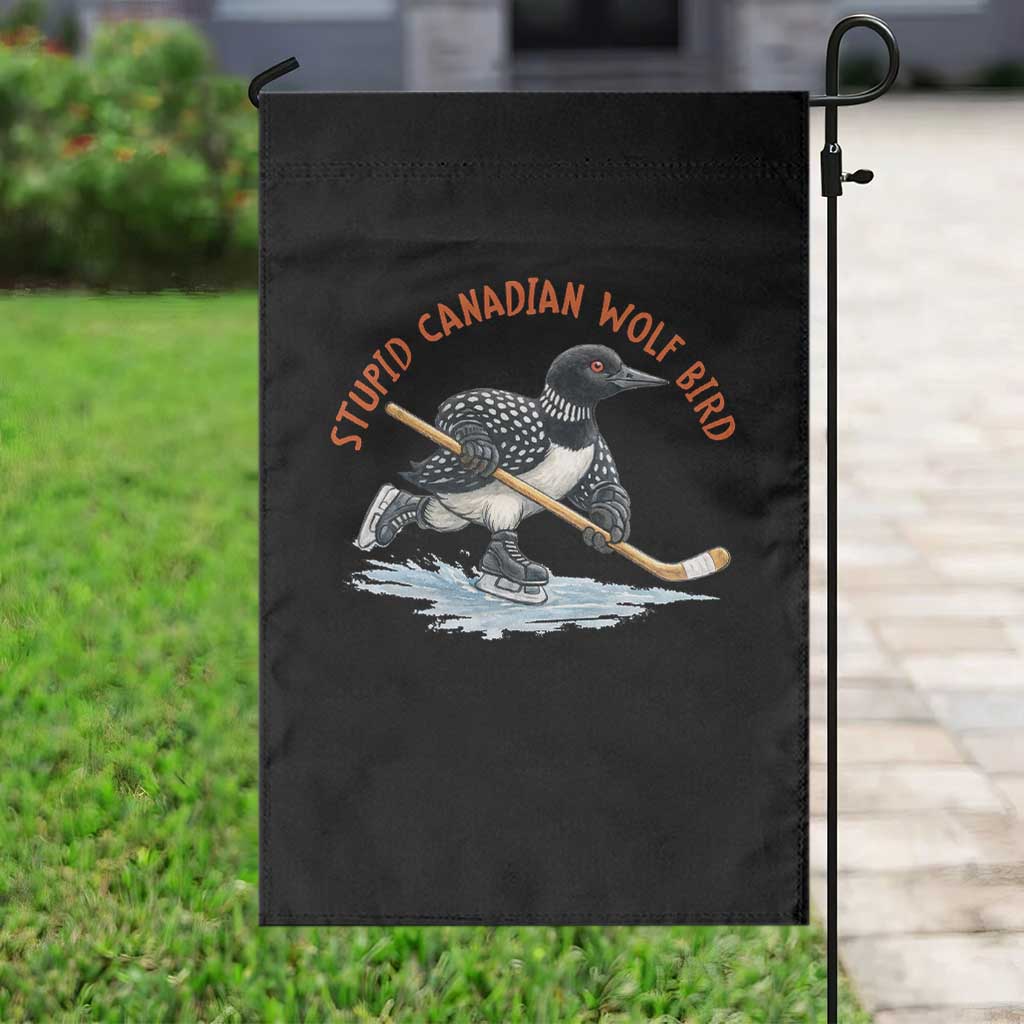 Stupid Canadian Wolf Bird Garden Flag Funny Romance Hockey Fan LGBTQ+