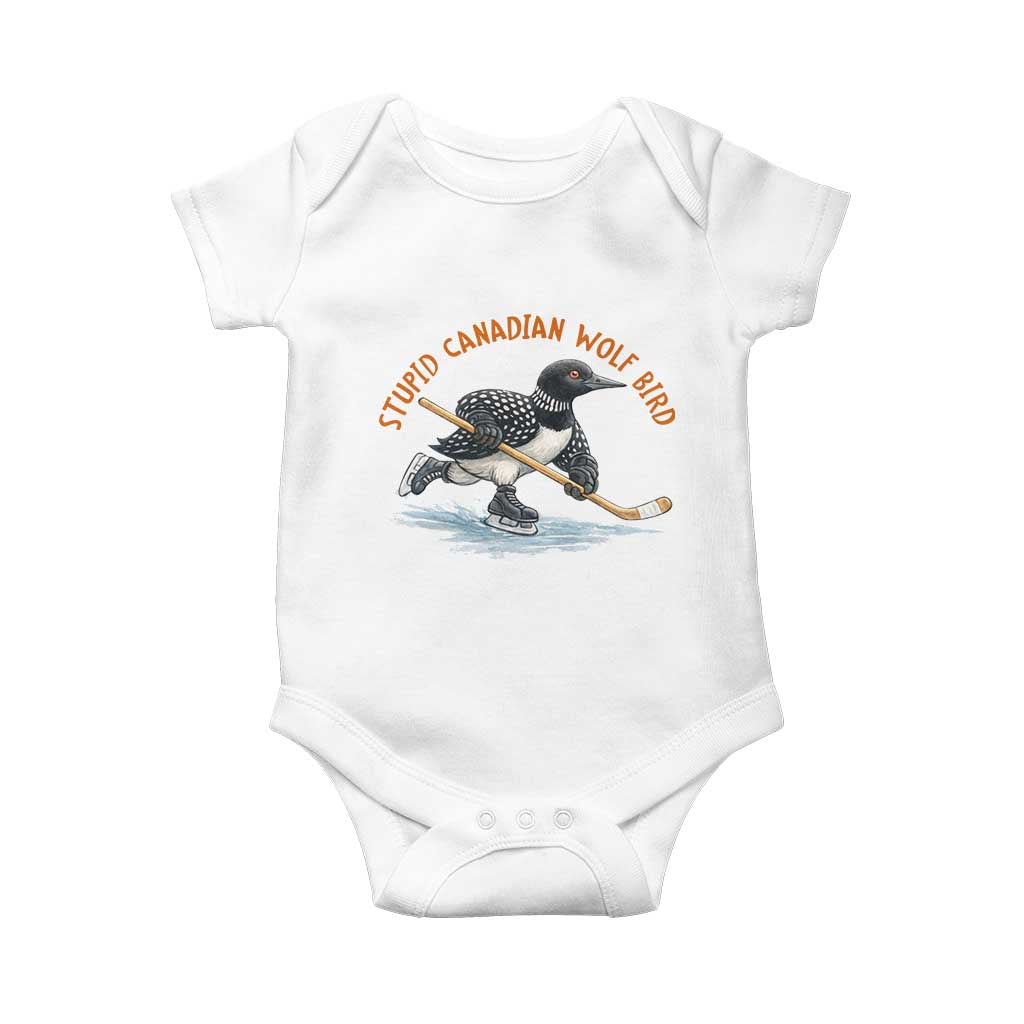 Stupid Canadian Wolf Bird Baby Onesie Funny Romance Hockey Fan LGBTQ+