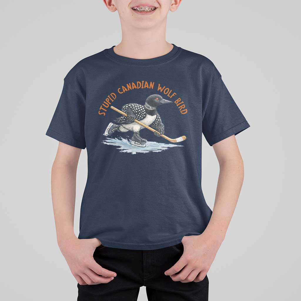 Stupid Canadian Wolf Bird T Shirt For Kid Funny Romance Hockey Fan LGBTQ+