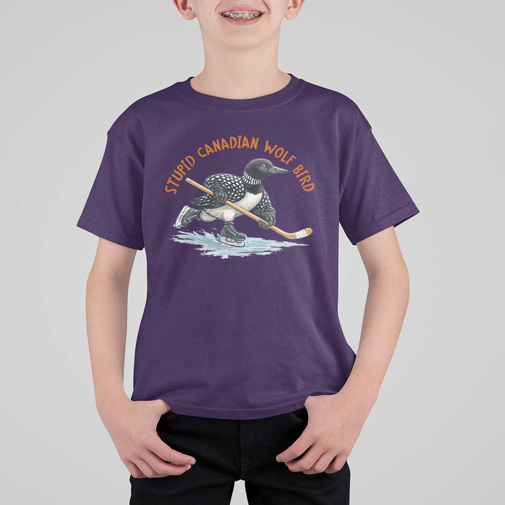 Stupid Canadian Wolf Bird T Shirt For Kid Funny Romance Hockey Fan LGBTQ+