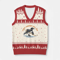 Stupid Canadian Wolf Bird V-Neck Knit Sweater Vest Funny Romance Hockey Fan LGBTQ+