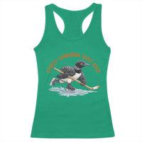 Stupid Canadian Wolf Bird Racerback Tank Top Funny Romance Hockey Fan LGBTQ+