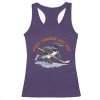 Stupid Canadian Wolf Bird Racerback Tank Top Funny Romance Hockey Fan LGBTQ+
