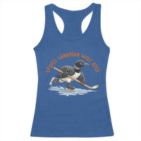 Stupid Canadian Wolf Bird Racerback Tank Top Funny Romance Hockey Fan LGBTQ+