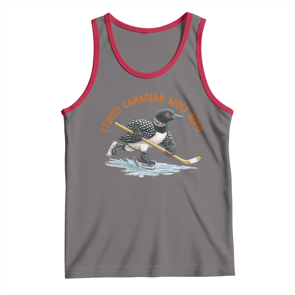 Stupid Canadian Wolf Bird Tank Top Funny Romance Hockey Fan LGBTQ+