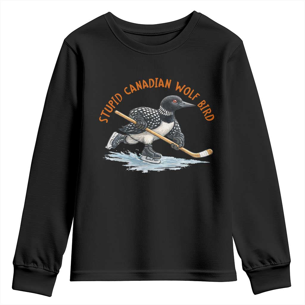 Stupid Canadian Wolf Bird Youth Sweatshirt Funny Romance Hockey Fan LGBTQ+