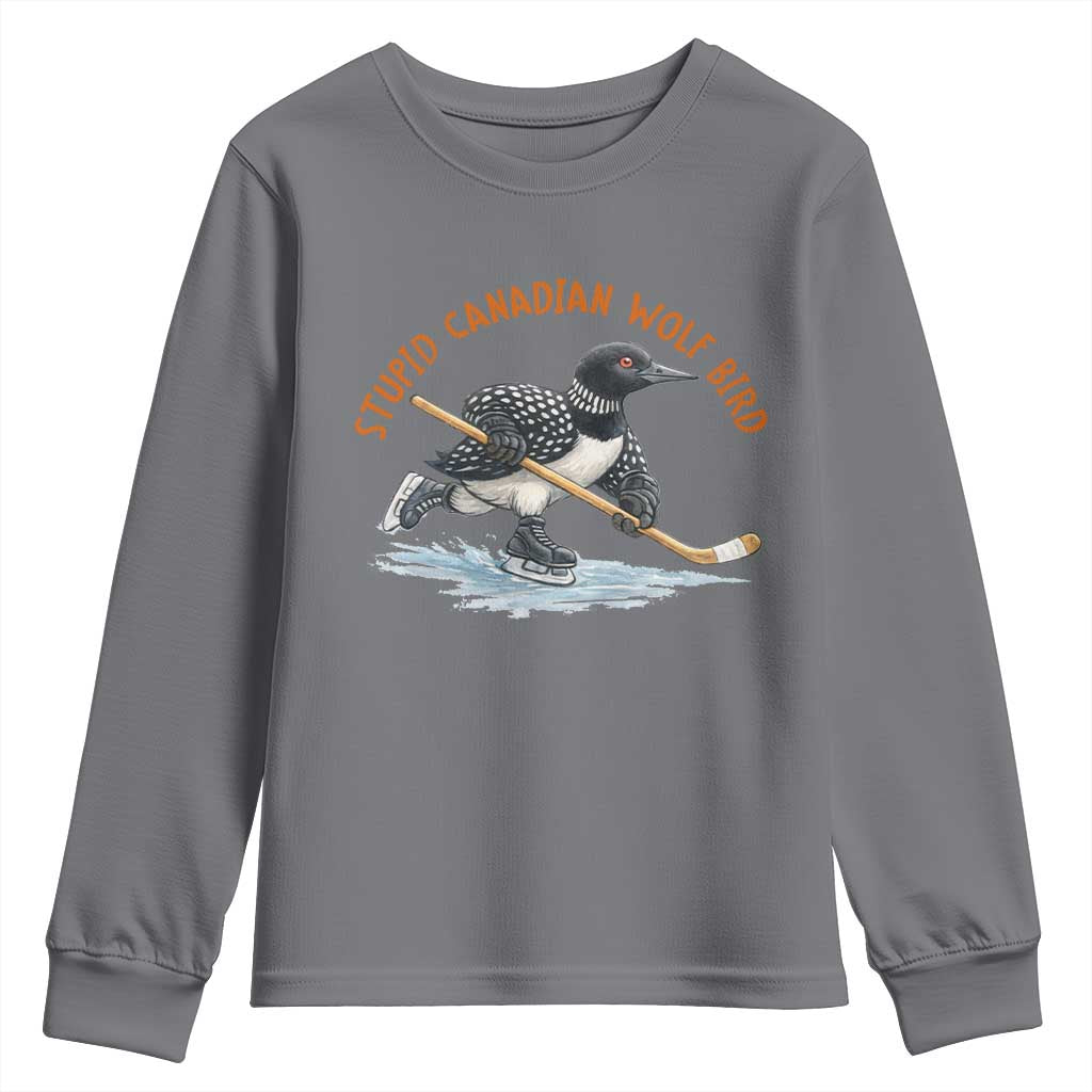 Stupid Canadian Wolf Bird Youth Sweatshirt Funny Romance Hockey Fan LGBTQ+