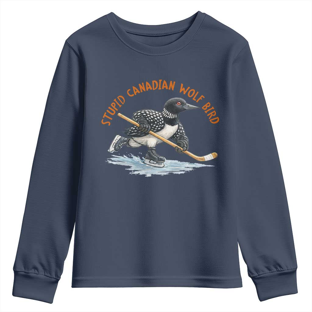 Stupid Canadian Wolf Bird Youth Sweatshirt Funny Romance Hockey Fan LGBTQ+