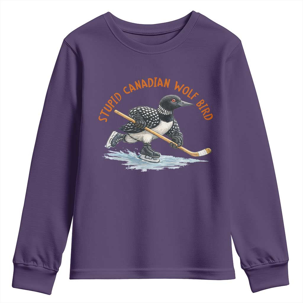 Stupid Canadian Wolf Bird Youth Sweatshirt Funny Romance Hockey Fan LGBTQ+