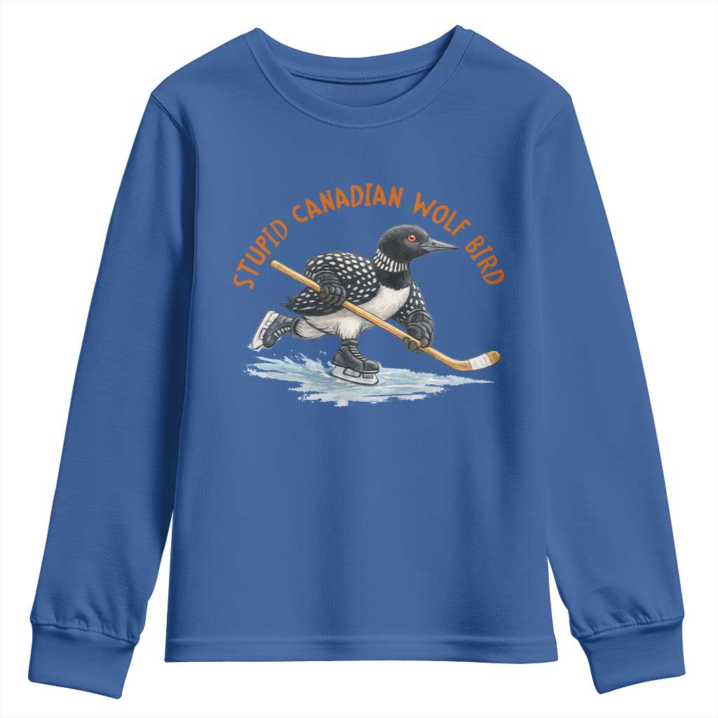 Stupid Canadian Wolf Bird Youth Sweatshirt Funny Romance Hockey Fan LGBTQ+