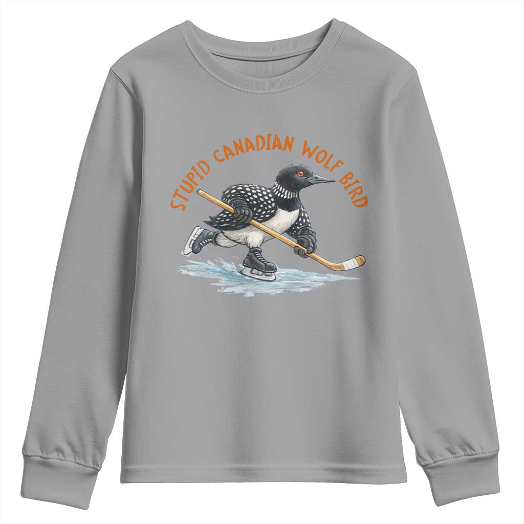 Stupid Canadian Wolf Bird Youth Sweatshirt Funny Romance Hockey Fan LGBTQ+