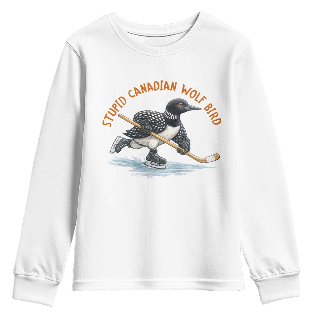Stupid Canadian Wolf Bird Youth Sweatshirt Funny Romance Hockey Fan LGBTQ+