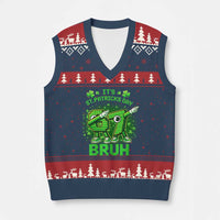 Its St Patricks Day 67 Bruh V-Neck Knit Sweater Vest Funny Shamrock Six Seven 6 7 Meme Gen Alpha