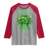Its St Patricks Day 67 Bruh Raglan Shirt Funny Shamrock Six Seven 6 7 Meme Gen Alpha