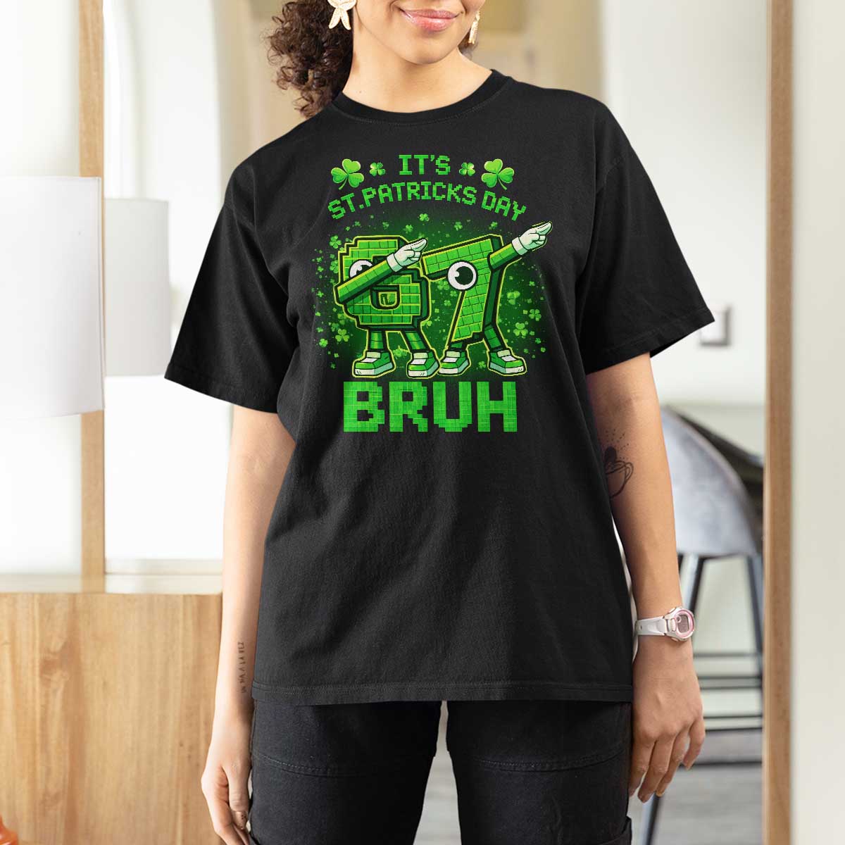 Its St Patricks Day 67 Bruh T Shirt For Women Funny Shamrock Six Seven 6 7 Meme Gen Alpha