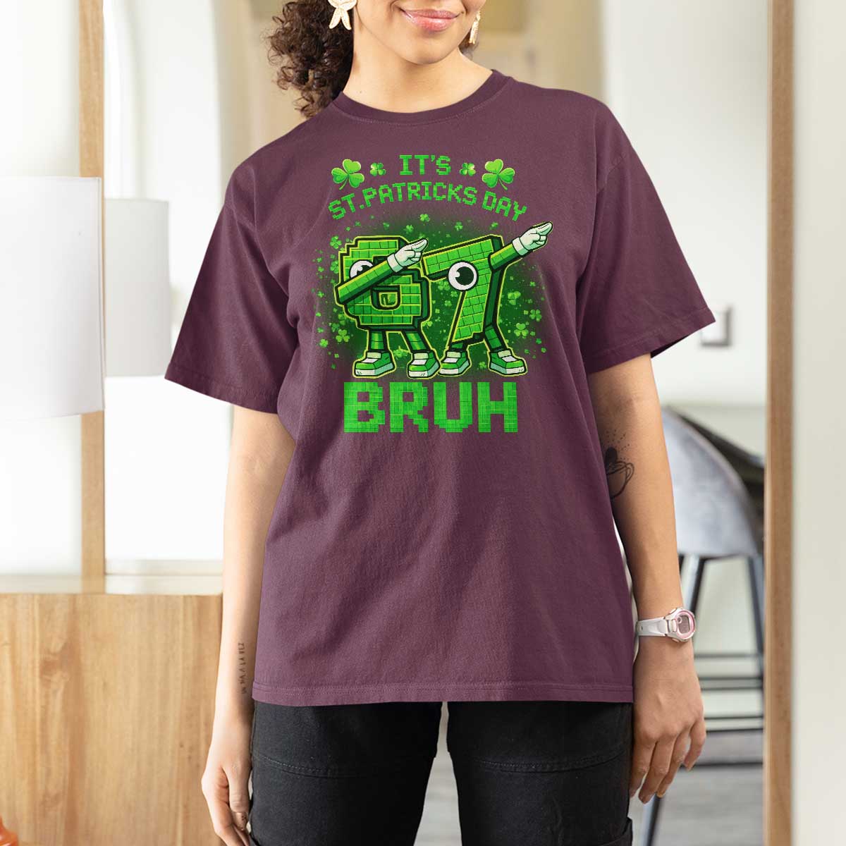 Its St Patricks Day 67 Bruh T Shirt For Women Funny Shamrock Six Seven 6 7 Meme Gen Alpha