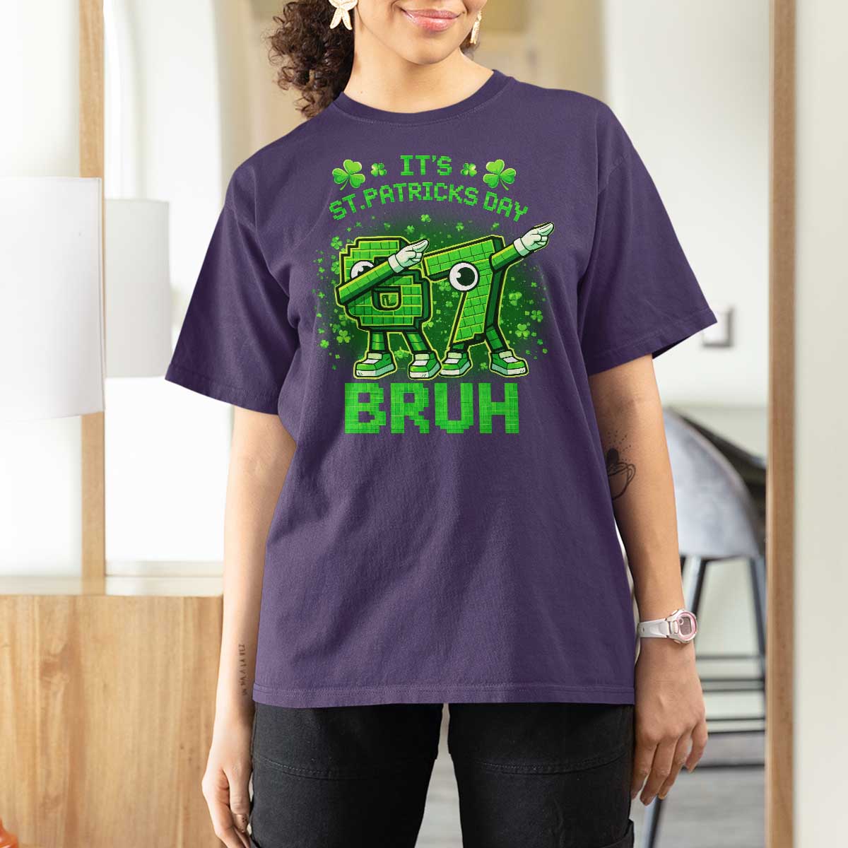 Its St Patricks Day 67 Bruh T Shirt For Women Funny Shamrock Six Seven 6 7 Meme Gen Alpha