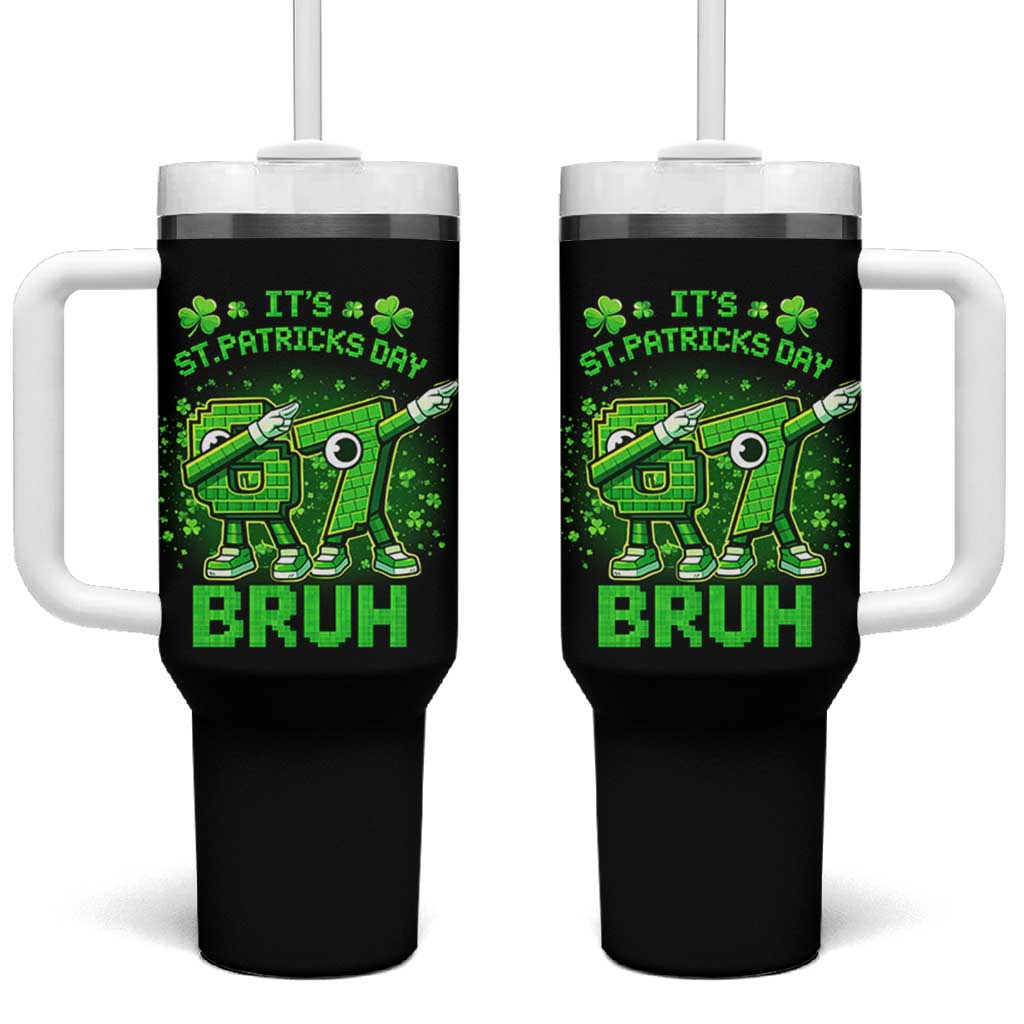 Its St Patricks Day 67 Bruh Tumbler With Handle Funny Shamrock Six Seven 6 7 Meme Gen Alpha